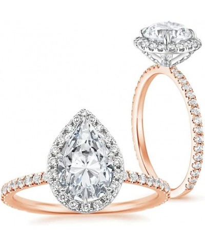 2.45 Carat (ctw) Pear Cut Moissanite Engagement Rings for women Platinum Plated Silver ring $98.28 Rings