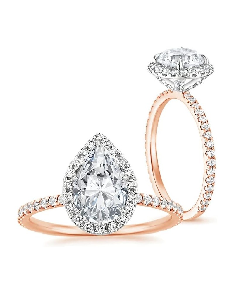 2.45 Carat (ctw) Pear Cut Moissanite Engagement Rings for women Platinum Plated Silver ring $98.28 Rings