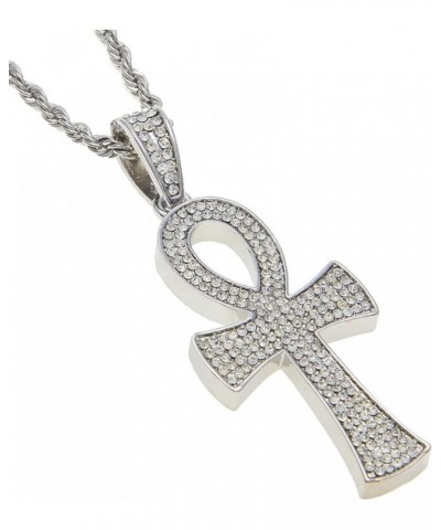 Zirconia Cross Hip Hop Gold/Silver Plated Iced Out Crystal Cross Necklace Egyptian Crystal Coptic Ankh Pendant Jewelry Gemsto...