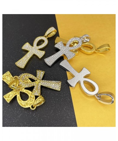 Zirconia Cross Hip Hop Gold/Silver Plated Iced Out Crystal Cross Necklace Egyptian Crystal Coptic Ankh Pendant Jewelry Gemsto...