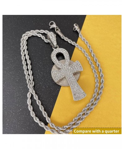 Zirconia Cross Hip Hop Gold/Silver Plated Iced Out Crystal Cross Necklace Egyptian Crystal Coptic Ankh Pendant Jewelry Gemsto...