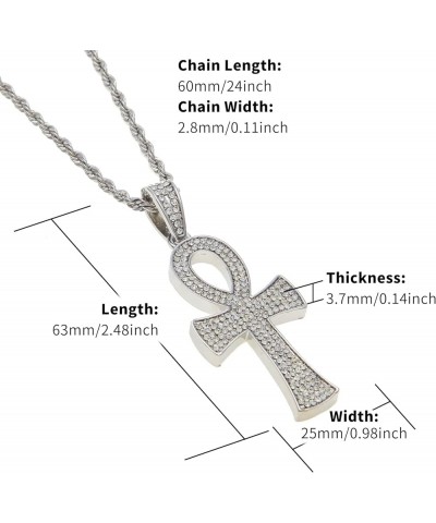 Zirconia Cross Hip Hop Gold/Silver Plated Iced Out Crystal Cross Necklace Egyptian Crystal Coptic Ankh Pendant Jewelry Gemsto...