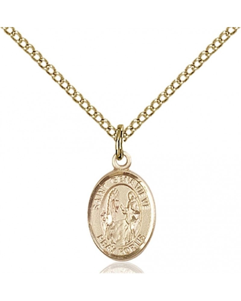 14KT Gold Filled Catholic Patron Saint Petite Charm Medal, 1/2 Inch Saint Genevieve $42.50 Pendants