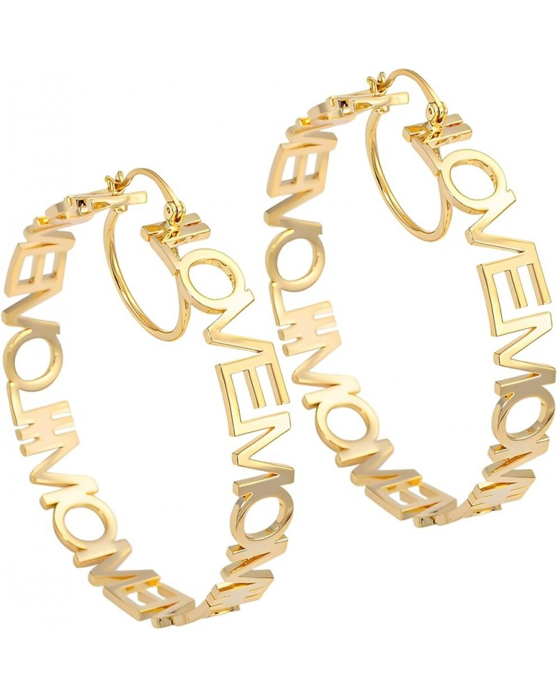 Custom Name Earrings Personalized Bamboo Hoop Earrings 18K Gold Plated Customize Earrings for Women Girls Hip-Hop Fashion Jew...