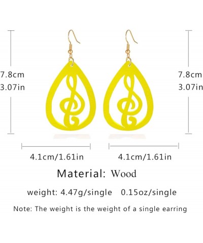 Wooden Musical Note Earrings for Women Girls Creative Vintage Bohemian Hollow Out Treble Eighth Music Clef Note Shaped Brown ...