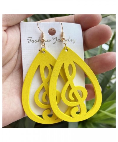 Wooden Musical Note Earrings for Women Girls Creative Vintage Bohemian Hollow Out Treble Eighth Music Clef Note Shaped Brown ...