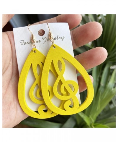 Wooden Musical Note Earrings for Women Girls Creative Vintage Bohemian Hollow Out Treble Eighth Music Clef Note Shaped Brown ...