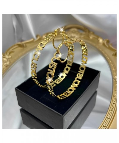 Custom Name Earrings Personalized Bamboo Hoop Earrings 18K Gold Plated Customize Earrings for Women Girls Hip-Hop Fashion Jew...