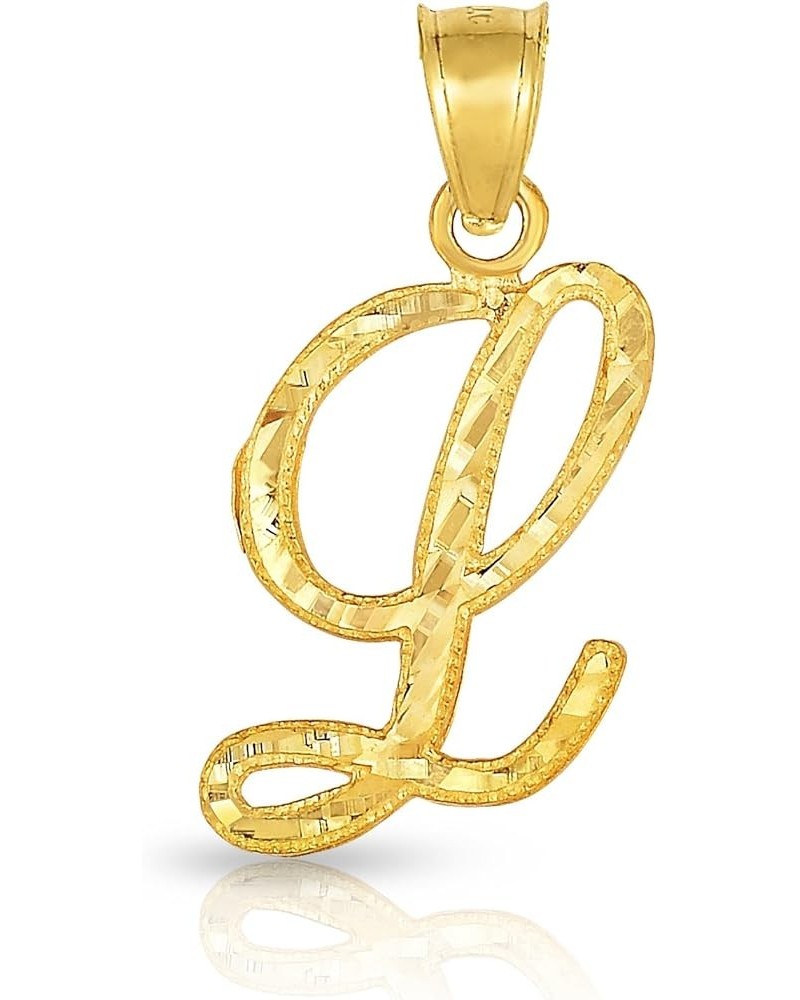 10K Yellow Gold Charm Pendant Letter A-Z Personalized Alphabet Initial Name with optional 18 Inch Necklace L $50.66 Necklaces