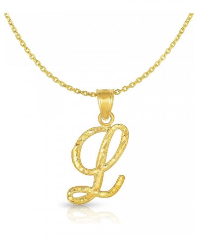 10K Yellow Gold Charm Pendant Letter A-Z Personalized Alphabet Initial Name with optional 18 Inch Necklace L $50.66 Necklaces