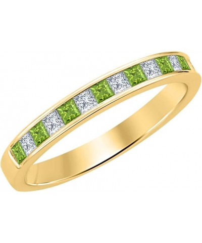 Princess Cut Gemstone 14k Yellow Gold Plated Engagement Wedding Band Ring for Women's created-peridot & white diamond $19.79 ...