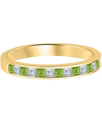 Princess Cut Gemstone 14k Yellow Gold Plated Engagement Wedding Band Ring for Women's created-peridot & white diamond $19.79 ...