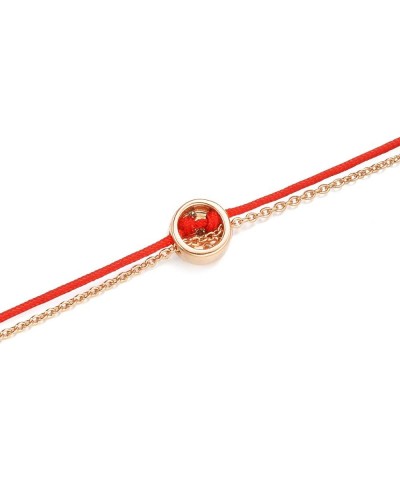 18K Red Gold Round-Plated Carat (G-H Color, SI Clarity) Diamond Red Thread Bracelet for Women 87070B Rose Gold 7.4 Inches, (1...