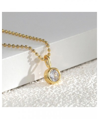 CZ Diamond Pendant Necklace for Women, Handmade 18k Real Gold Plated Dainty Necklaces Circle Cross Leaf Pearl Aesthetic Simpl...