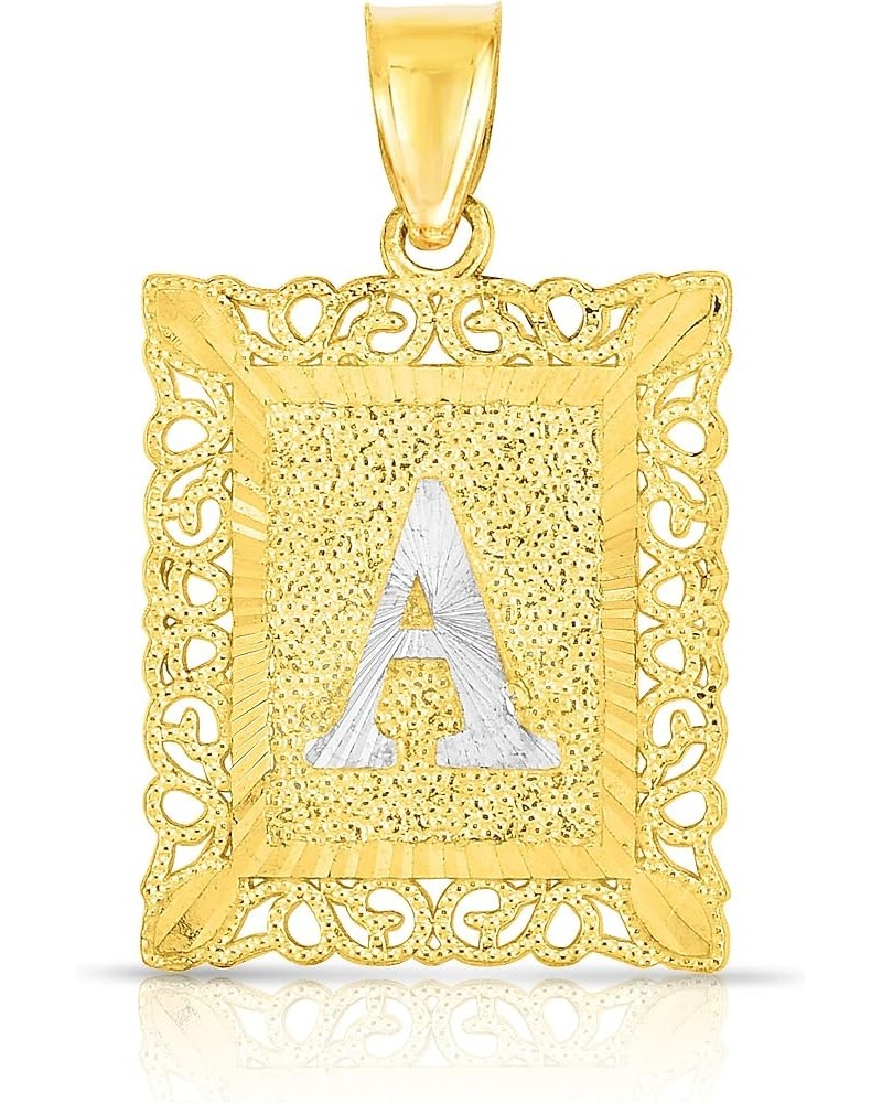 10k Yellow and White Gold A-Z Initial Square Pendant with Optional Necklace, 2 Sizes A $34.96 Necklaces