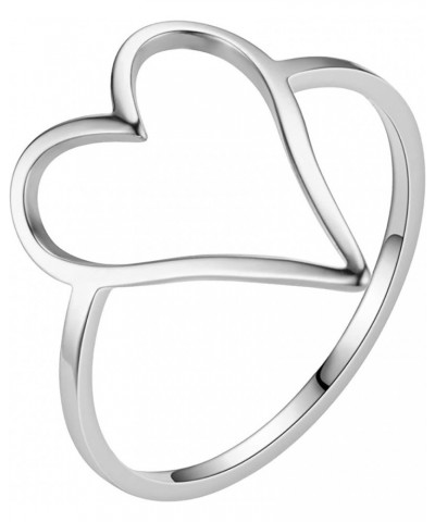 Titanium Steel Heart Shaped Ring Female Plain Ring Does Not Lose Color Stainless Steel Cut Ring Heart Shaped Ring Cool Ring (...