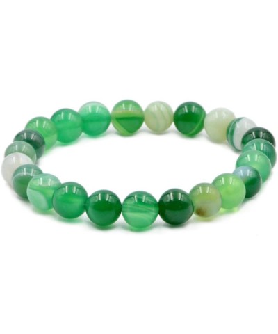 Natural Gemstone Round Beads Stretch Bracelet Healing Reiki 8mm Green Banded Agate $7.14 Bracelets