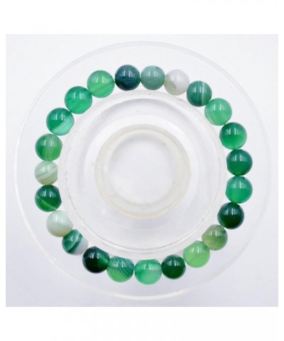 Natural Gemstone Round Beads Stretch Bracelet Healing Reiki 8mm Green Banded Agate $7.14 Bracelets