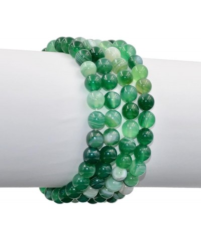 Natural Gemstone Round Beads Stretch Bracelet Healing Reiki 8mm Green Banded Agate $7.14 Bracelets