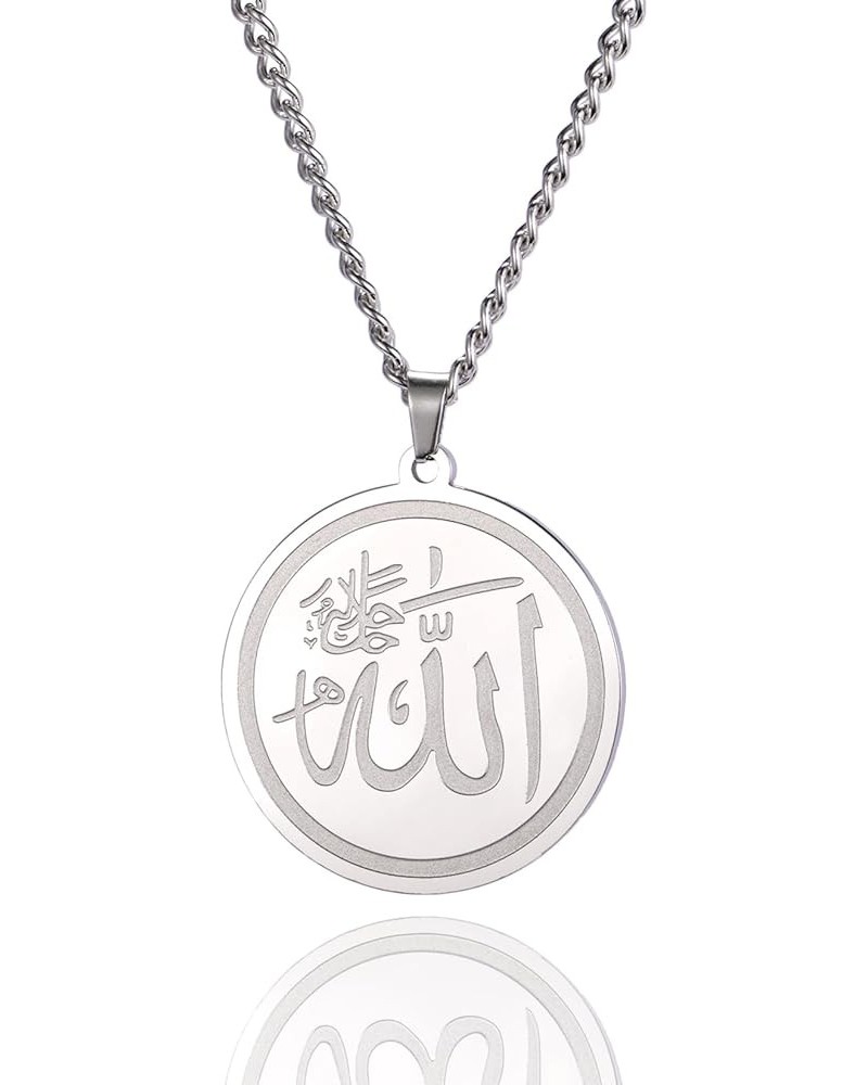 Ayatul Kursi Necklace Allah Necklace for Women Men Islamic Script Symbols Allah Arabic Round Pendant Necklace Middle East All...