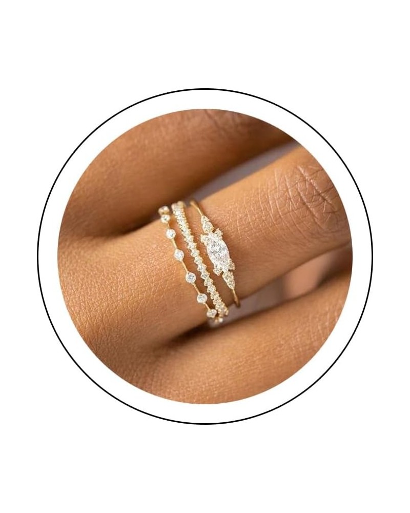 Gold Stacking Rings for Women Non Tarnish 14K Gold Plated Cubic Zirconia Rings Set Dainty Statement Engagement Promise Rings ...