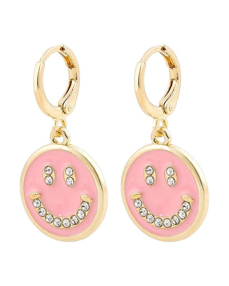 Cute Round Smiley Face Drop Earrings For Women Multicolor Enamel Funny Smile Face Hoop Earrings Charm Circle Earrings Jewelry...