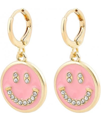 Cute Round Smiley Face Drop Earrings For Women Multicolor Enamel Funny Smile Face Hoop Earrings Charm Circle Earrings Jewelry...