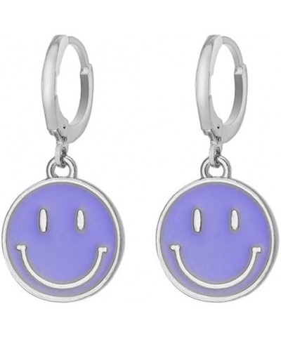 Cute Round Smiley Face Drop Earrings For Women Multicolor Enamel Funny Smile Face Hoop Earrings Charm Circle Earrings Jewelry...