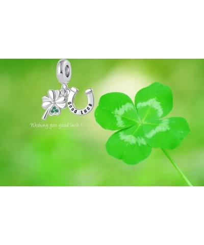 Lucky Green Four Leaf Clover Necklace Good Luck Horseshoe Penadnat for Women Girl Sister Best Friends Birthday $9.59 Necklaces