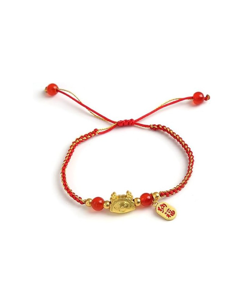 Red String Bracelets New Year of Dragons Enameled Charm Bracelet Handwoven Chinese Zodiac Animal Lucky Charm Bracelets 2024 N...