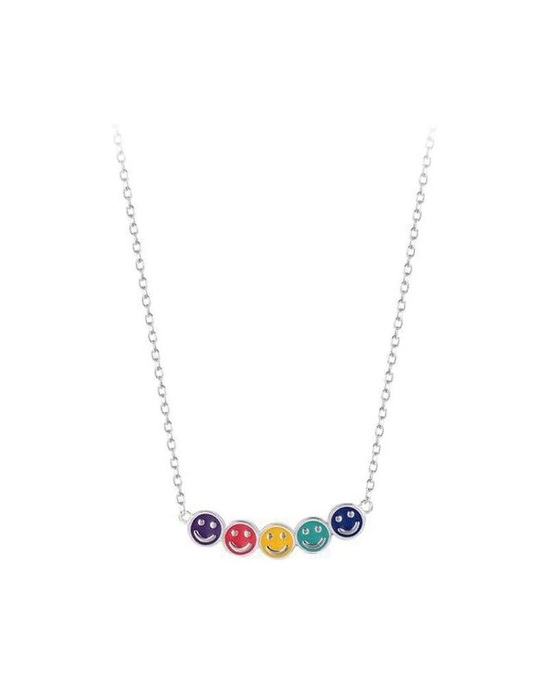 Small color mini smiley face necklace for women does not fade senior sense niche design titanium steel lovely rainbow smiley ...