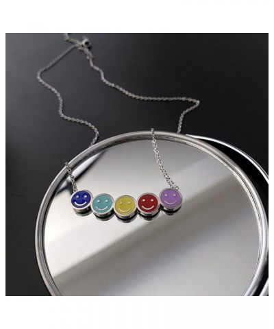 Small color mini smiley face necklace for women does not fade senior sense niche design titanium steel lovely rainbow smiley ...