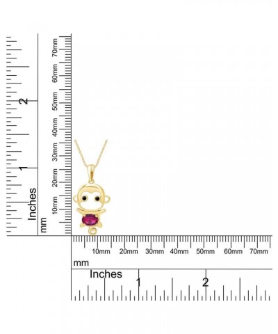 Simulated Gemstone Cute Monkey Animal Cartoon Pendant Necklace in 14K Yellow Gold Plated 925 Sterling Silver With 18 Inch Rop...