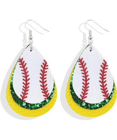 Baseball Earrings for Women Baseball Stud Earrings Layered Glitter Faux Leather Baseball Dangle Earrings Sports Lover Jewelry...