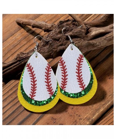 Baseball Earrings for Women Baseball Stud Earrings Layered Glitter Faux Leather Baseball Dangle Earrings Sports Lover Jewelry...