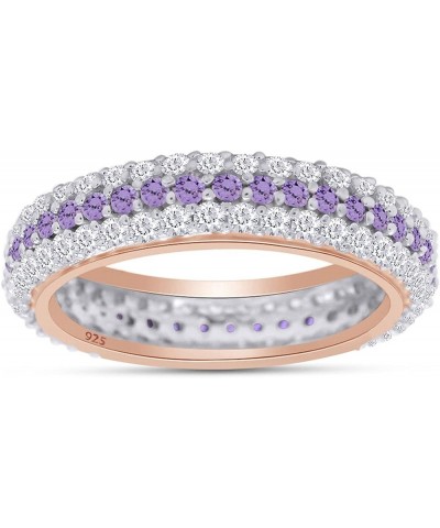 Jewel Zone US Round Cut Purple Simulated Alexandrite Eternity Ring in 14K Gold Over Sterling Silver rose-gold-plated-silver $...