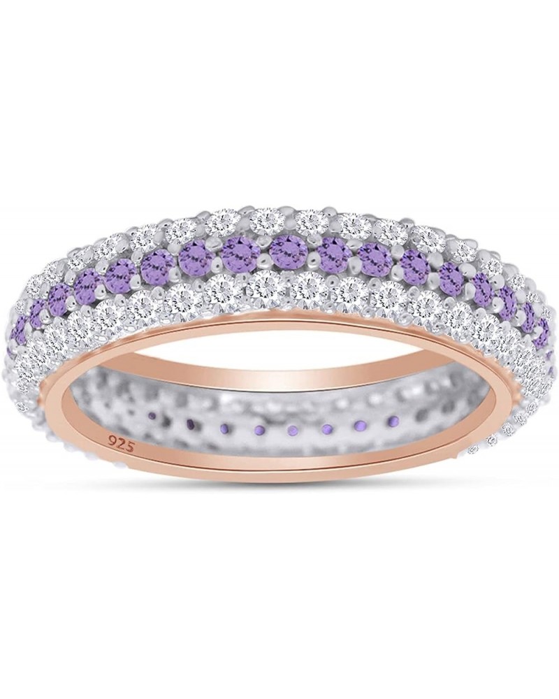 Jewel Zone US Round Cut Purple Simulated Alexandrite Eternity Ring in 14K Gold Over Sterling Silver rose-gold-plated-silver $...