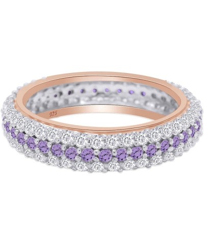 Jewel Zone US Round Cut Purple Simulated Alexandrite Eternity Ring in 14K Gold Over Sterling Silver rose-gold-plated-silver $...