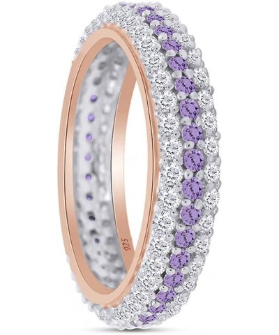 Jewel Zone US Round Cut Purple Simulated Alexandrite Eternity Ring in 14K Gold Over Sterling Silver rose-gold-plated-silver $...