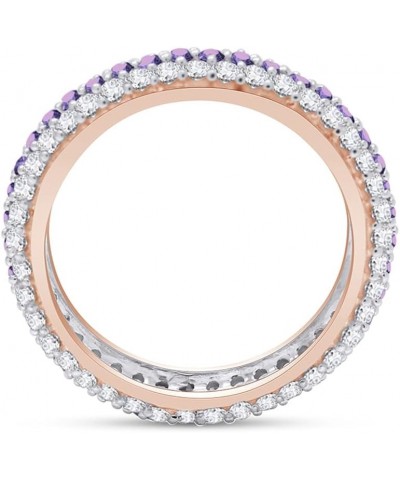 Jewel Zone US Round Cut Purple Simulated Alexandrite Eternity Ring in 14K Gold Over Sterling Silver rose-gold-plated-silver $...