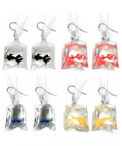 Christmas Unique Funny Acrylic Resin Goldfish and Starfish Earrings, Water Bag Shape Dangle Hook Earrings for Girls Women 4 p...