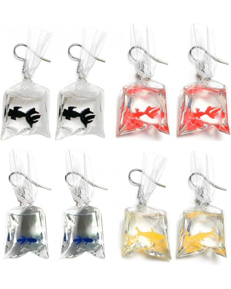 Christmas Unique Funny Acrylic Resin Goldfish and Starfish Earrings, Water Bag Shape Dangle Hook Earrings for Girls Women 4 p...