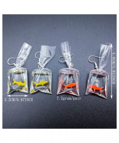 Christmas Unique Funny Acrylic Resin Goldfish and Starfish Earrings, Water Bag Shape Dangle Hook Earrings for Girls Women 4 p...