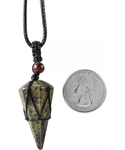 Facet Stone Pendant Necklace for Women and Men, Pointed Crystal Pendulum with Adjustable Rope 5-Dragon Blood Crystal Stone $1...