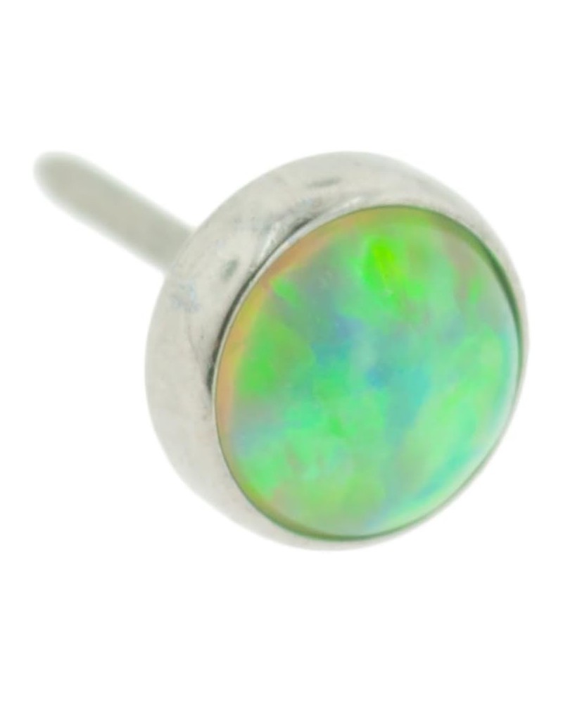 Threadless High Polish Titanium Synthetic Opal Cabochon End with 4mm Gem Lime Opal $12.58 Body Jewelry