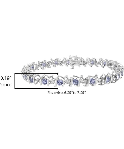 .925 Sterling Silver 4 Cttw Miracle-Set Diamond & Created Birthstone Caged Wave 7" Tennis Bracelet (H-I Color, I1-I2 Clarity)...