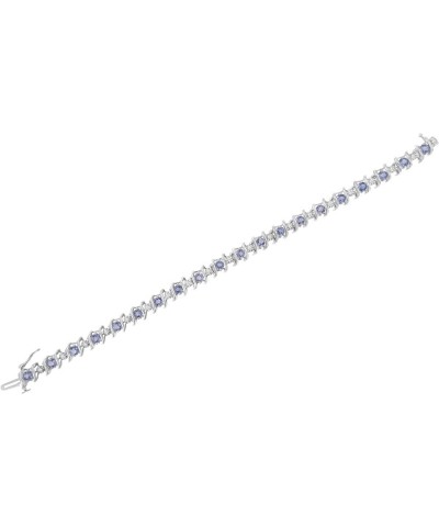 .925 Sterling Silver 4 Cttw Miracle-Set Diamond & Created Birthstone Caged Wave 7" Tennis Bracelet (H-I Color, I1-I2 Clarity)...