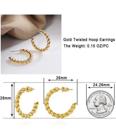 Twisited Gold Chunky Hoop Earrings For Women 14K Gold Plated High Polished Lightweight Hoops For Girls Fashion Jewelry… EH200...