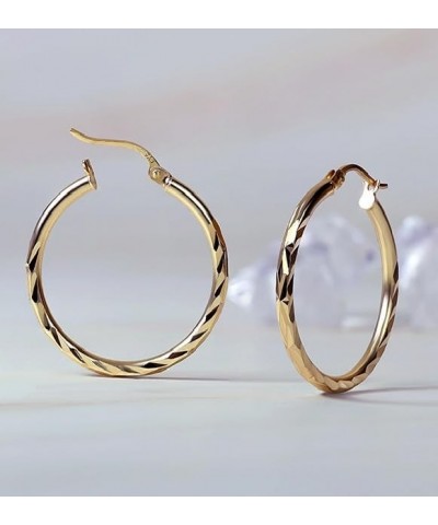 925 Sterling Silver Diamond-Cut Click-Top Hoop Earrings for Women & Teen Girls, Sizes 15mm 20mm 25mm 30mm, Silver, Yellow & R...