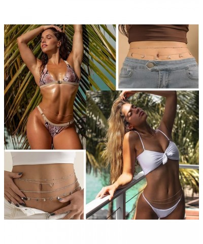 12Pcs Beach Bikini Belly Chain for Women Boho Gold Waist Chain for Women Simple Boho Waist Beads Body Chain Summer Body Acces...